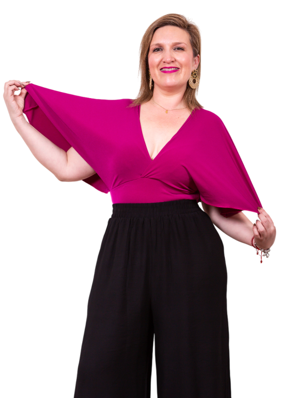 Polera Manga de Angel Magenta